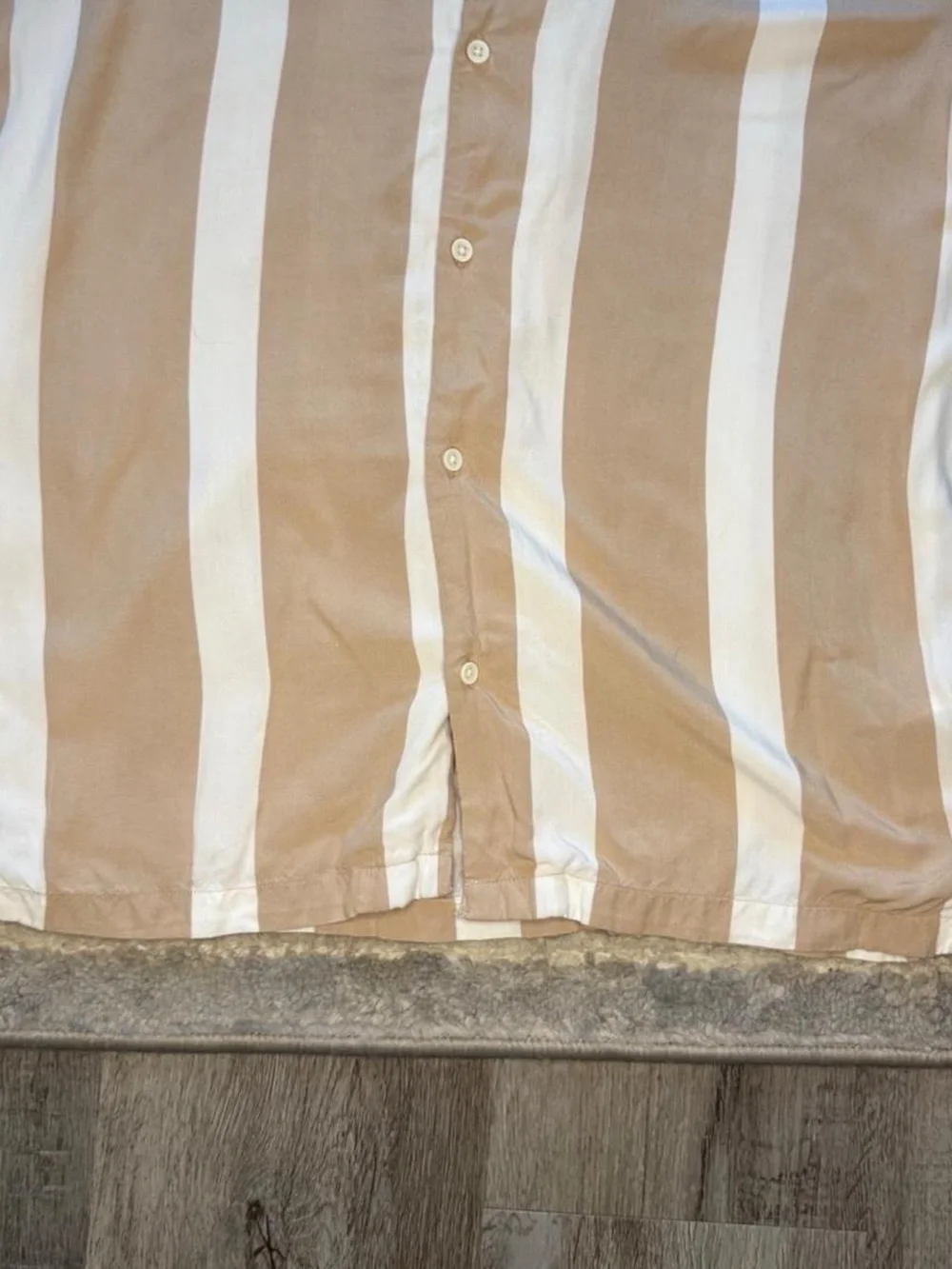 Cactus Man by Ricky Singh tan white striped short sleeve button down shirt M